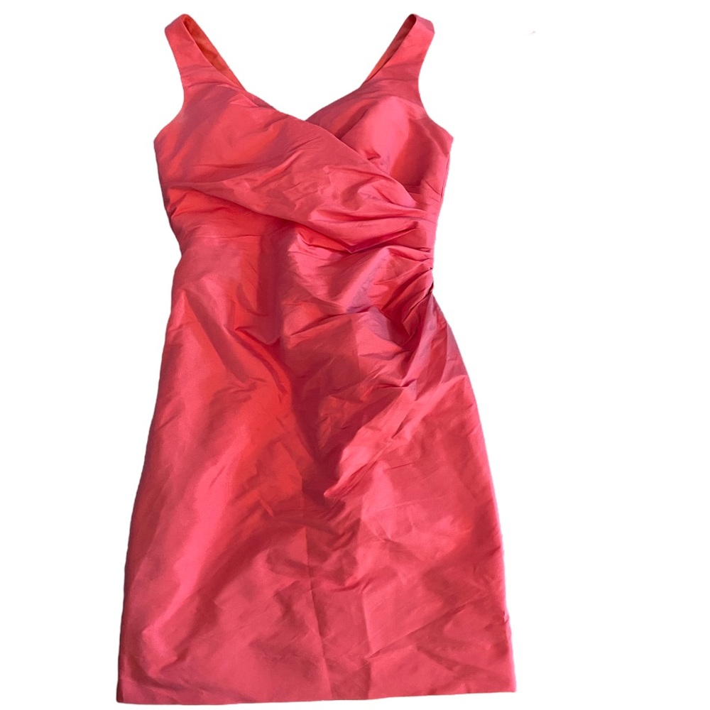 ALFRED SUNG faux wrap coral dress